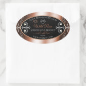 Luxuriöse Black Rose Gold Decoder Produktlogo Ovaler Aufkleber (Tasche)