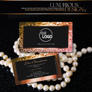 Luxuriöse Black Rose Gold Golden Glitzer mit Logo Visitenkarte