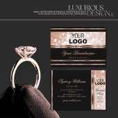 Luxuriöse Black Rose Gold Luminous Glitzer Stars L Visitenkarte