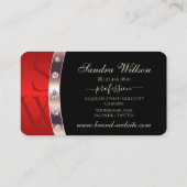 Luxuriöse Black Rose Gold Red mit Monogram Diamond Visitenkarte (Rückseite)