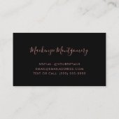 Luxuriöse Black Rose Gold Sparkle Glitzer Tropfen Visitenkarte (Rückseite)