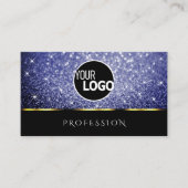 Luxuriöse Black Shimmery Royal Blue Glitzer hinzuf Visitenkarte (Vorderseite)