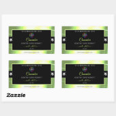 Luxuriöse Black Shiny Light Green Logo-Label Rechteckiger Aufkleber (Blatt)
