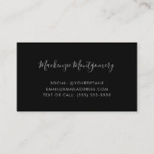 Luxuriöse Black Silver Sparkle Glitzer Tropfen Visitenkarte (Rückseite)