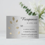 Luxuriöse Bläsersilber und Gold Wedding RSVP Card (Stehend Vorderseite)