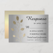 Luxuriöse Bläsersilber und Gold Wedding RSVP Card (Vorne/Hinten)