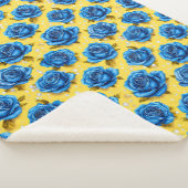 Luxuriöse blaue 3D-Rosen erblühende Eleganz Sherpadecke (3/4)