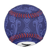 Luxuriöse blaue Damast Tapete Baseball (Rückseite)