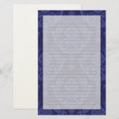 Luxuriöse blaue Damast Tapete Briefpapier (Vorne/Hinten)