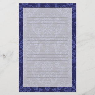 Luxuriöse blaue Damast Tapete Briefpapier
