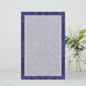 Luxuriöse blaue Damast Tapete Briefpapier (Stehend Vorderseite)