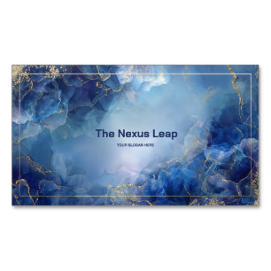 Luxuriöse Blue Agate Geode & Gold Glitzer Magnetische Visitenkarte