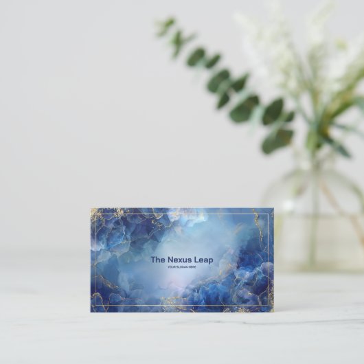 Luxuriöse Blue Agate Geode & Gold Glitzer Visitenkarte (Stehend Vorderseite)