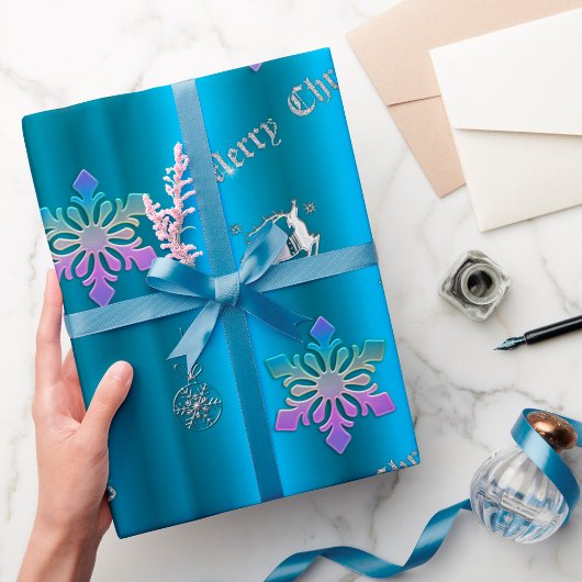 Luxuriöse Blue Christmas Geschenkpapier
