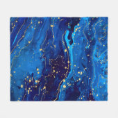 Luxuriöse Blue Gold Marmor Texture Fleecedecke (Vorderseite (Horizontal))