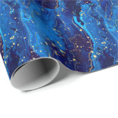 Luxuriöse Blue Gold Marmor Texture Geschenkpapier (Rolleneckpunkt)