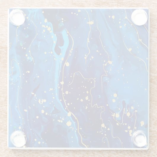 Luxuriöse Blue Gold Marmor Texture Glasuntersetzer (Rückseite)