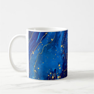 Luxuriöse Blue Gold Marmor Texture Kaffeetasse