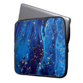Luxuriöse Blue Gold Marmor Texture Laptopschutzhülle (Vorderseite Links)