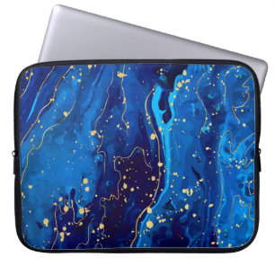 Luxuriöse Blue Gold Marmor Texture Laptopschutzhülle