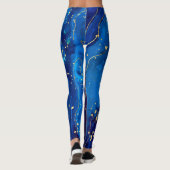 Luxuriöse Blue Gold Marmor Texture Leggings (Rückseite)