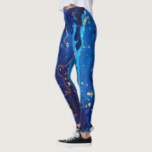 Luxuriöse Blue Gold Marmor Texture Leggings (Links)