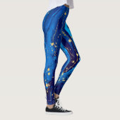 Luxuriöse Blue Gold Marmor Texture Leggings (Rechts)