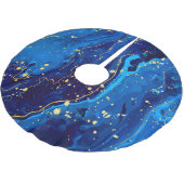 Luxuriöse Blue Gold Marmor Texture Polyester Weihnachtsbaumdecke (Schrägansicht)