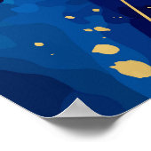 Luxuriöse Blue Gold Marmor Texture Poster (Ecke)