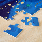 Luxuriöse Blue Gold Marmor Texture Puzzle (Seite)