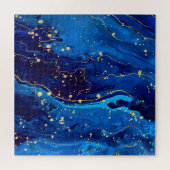 Luxuriöse Blue Gold Marmor Texture Puzzle (Horizontal)