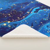 Luxuriöse Blue Gold Marmor Texture Sherpadecke (3/4)
