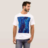 Luxuriöse Blue Gold Marmor Texture T-Shirt (Vorne ganz)