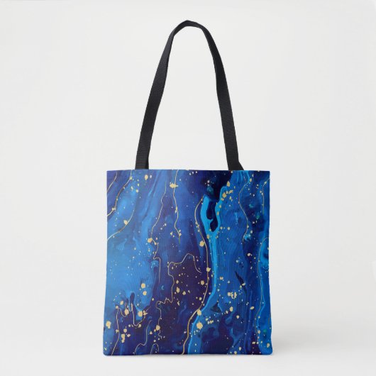 Luxuriöse Blue Gold Marmor Texture Tasche (Vorderseite)