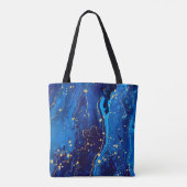 Luxuriöse Blue Gold Marmor Texture Tasche (Rückseite)