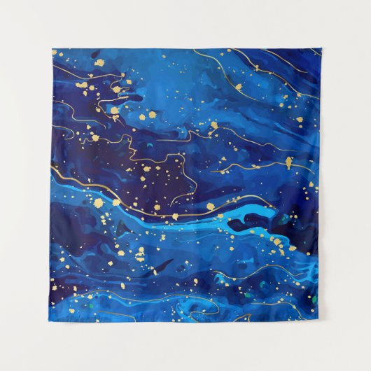 Luxuriöse Blue Gold Marmor Texture Wandteppich (Vorderseite (Horizontal))