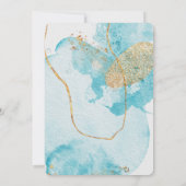 Luxuriöse Blue Gold Watercolor Abstraktes Brautpar Einladung (Rückseite)