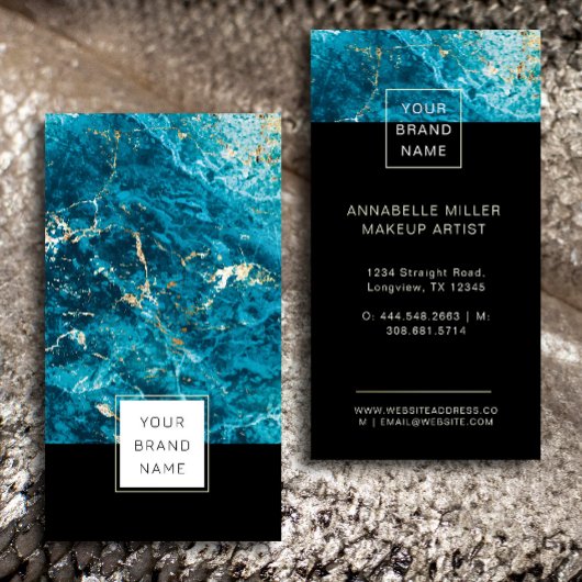 Luxuriöse Blue Marble Business Card mit Gold Akzen Visitenkarte