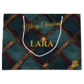 Luxuriöse Blue und Bronze Christmas Custom Große Geschenktüte (Vorderseite)