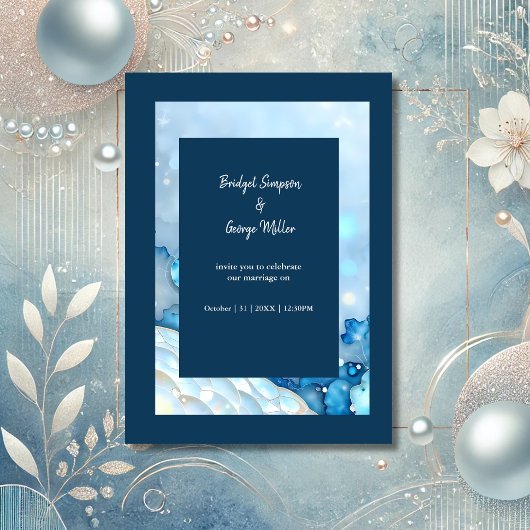 Luxuriöse Blue Watercolor Abstrakt Pearlescent