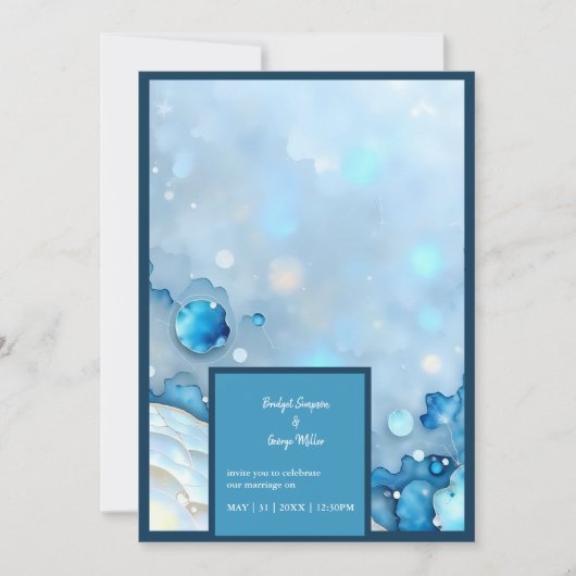 Luxuriöse Blue Watercolor Abstrakt Pearlescent (Vorderseite)