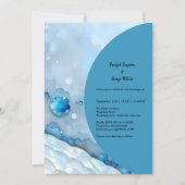 Luxuriöse Blue Watercolor Abstrakt Pearlescent Einladung (Vorderseite)