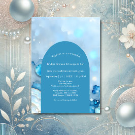 Luxuriöse Blue Watercolor Abstrakt Pearlescent Einladung