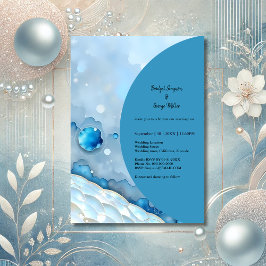 Luxuriöse Blue Watercolor Abstrakt Pearlescent Einladung