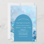 Luxuriöse Blue Watercolor Abstrakt Pearlescent Einladung (Vorderseite)