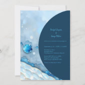 Luxuriöse Blue Watercolor Abstrakt Pearlescent Einladung (Vorderseite)