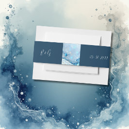 Luxuriöse Blue Watercolor Abstrakt Pearlescent Einladungsbanderole