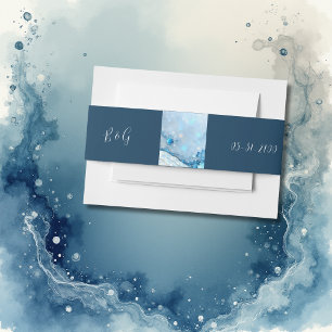 Luxuriöse Blue Watercolor Abstrakt Pearlescent Einladungsbanderole