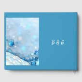 Luxuriöse Blue Watercolor Abstrakt Pearlescent Gästebuch (Rückseite)