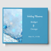 Luxuriöse Blue Watercolor Abstrakt Pearlescent Gästebuch (Vorderseite)